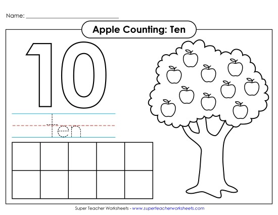 Number Ten - Apple Counting Mat: Ten