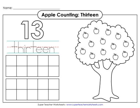 Number Thirteen - Apple Counting Mat: Thirteen
