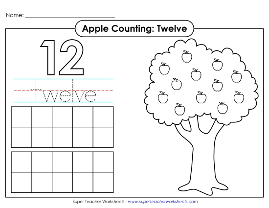 Number Twelve - Apple Counting Mat: Twelve
