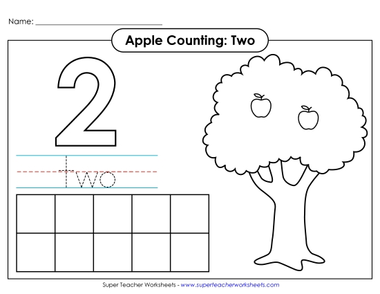 Number Two - Apple Counting Mat: Two