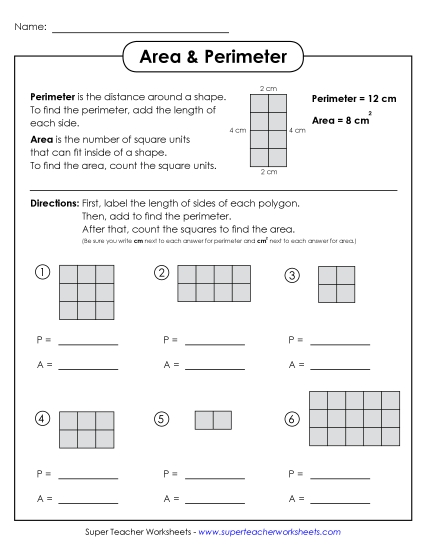 Worksheets - Area & Perimeter 2 (Basic) Worksheets - Area & Perimeter 2 (Basic)