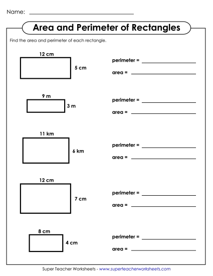 Perimeter & Area Mixed - Area & Perimeter of a Rectangle