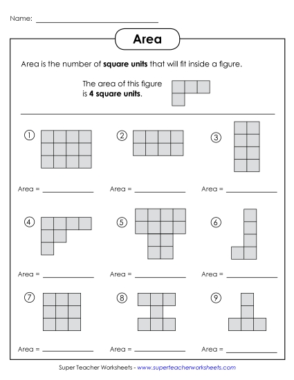 Worksheets - Area: Non-Standard Units #2 Worksheets - Area: Non-Standard Units #2