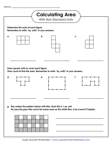 Worksheets - Area: Non-Standard Units #3 Worksheets - Area: Non-Standard Units #3