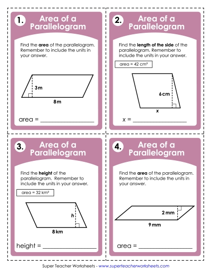Area of a Parallelogram (Basic) Area of a Parallelogram (Basic)