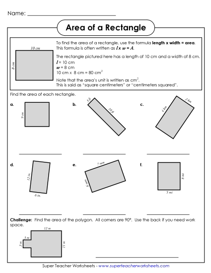 Basic - Area of a Rectangle 1
