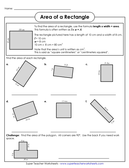Intermediate - Area of a Rectangle (Intermediate)