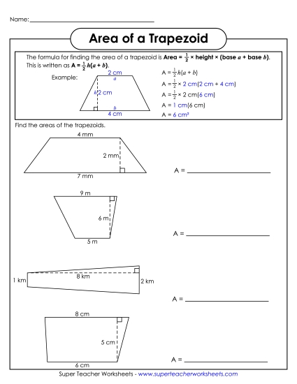 Level: Basic Single-Digit Measurements - Area of a Trapezoid (Basic)
