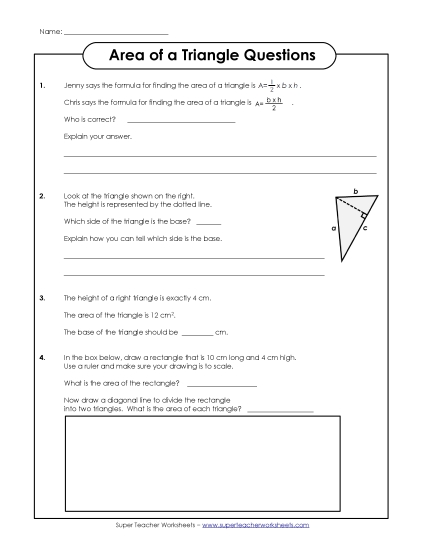 Level: Basic Single-Digit Measurements - Area of a Triangle Questions (Basic) Level: Basic Single-Digit Measurements - Area of a Triangle Questions (Basic)