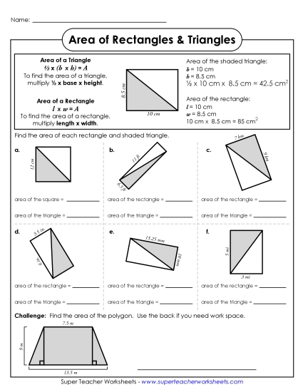 Advanced - Area of a Triangles & Rectangles (Advanced)