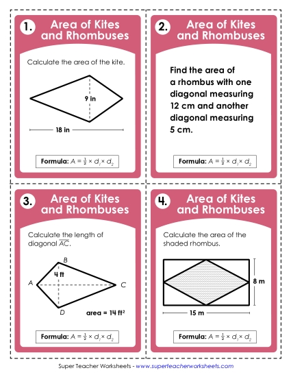 Area of Kites & Rhombuses (Intermediate)