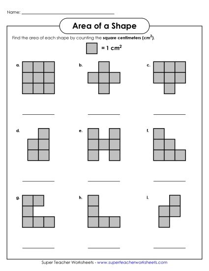 Very Basic (Counting Squares)  - Area Worksheet (Basic) (Printable PDF Worksheet)