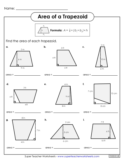 Level: Basic Single-Digit Measurements - Areas of Trapezoids Practice (Basic)