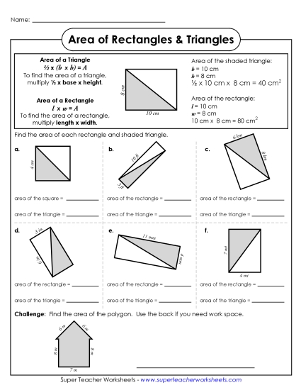 Level: Basic Single-Digit Measurements - Areas of Triangles and Rectangles (Basic)