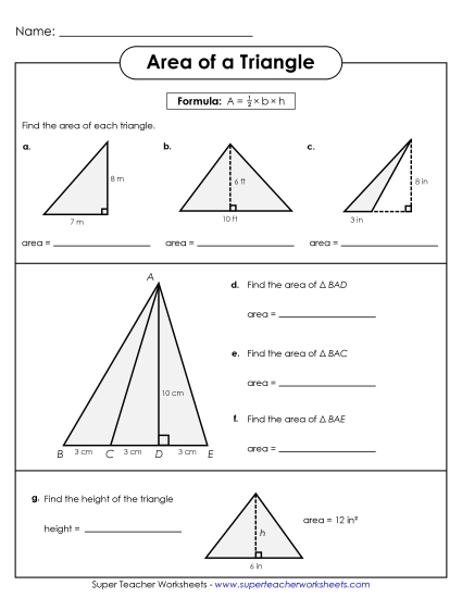 Level: Basic Single-Digit Measurements - Areas of Triangles Practice (Basic)