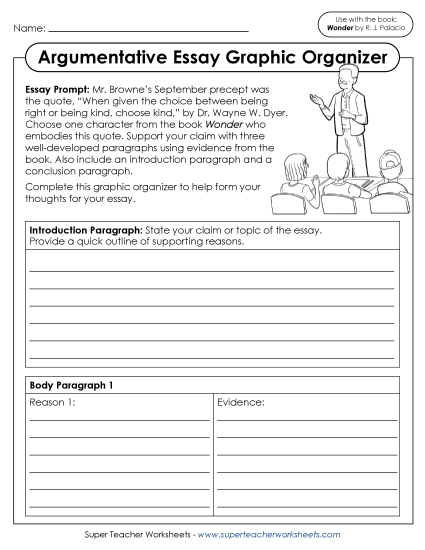Argumentative Essay - Argumentative Essay Graphic Organizer (Printable PDF Worksheet)