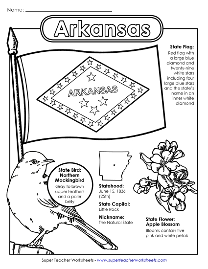 Symbols - Arkansas State Symbols Coloring Page