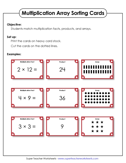Worksheets, Games, & Task Cards - Array Card Sort Worksheets, Games, & Task Cards - Array Card Sort