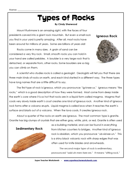 Rocks and Minerals - Article: Types of Rocks Rocks and Minerals - Article: Types of Rocks