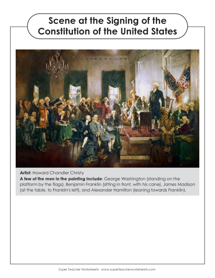 Worksheets and Activities - Artwork Analysis: Scene at the Signing of the Constitution of the United States Worksheets and Activities - Artwork Analysis: Scene at the Signing of the Constitution of the United States