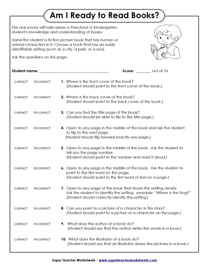 Kindergarten Reading Assessment - Assessment: Am I Ready for Books? Kindergarten Reading Assessment - Assessment: Am I Ready for Books?