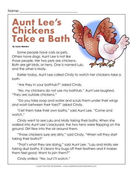 Fiction - Aunt Lee's Chickens Take a Bath Fiction - Aunt Lee's Chickens Take a Bath