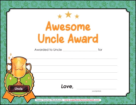Make Gifts for Uncles - Awesome Uncle Award Make Gifts for Uncles - Awesome Uncle Award