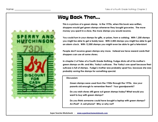 Chapters 1 & 2 - Back Then: Green Stamps