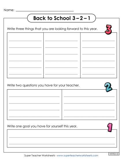 Back-to-School Activities - Back to School 3-2-1