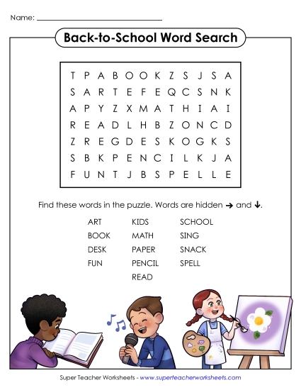 Back-to-School Puzzles - Back-to-School Word Search (Basic)