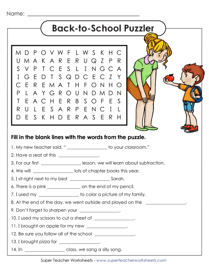 Back-to-School Puzzles - Back-to-School Word Search (Intermediate 2)
