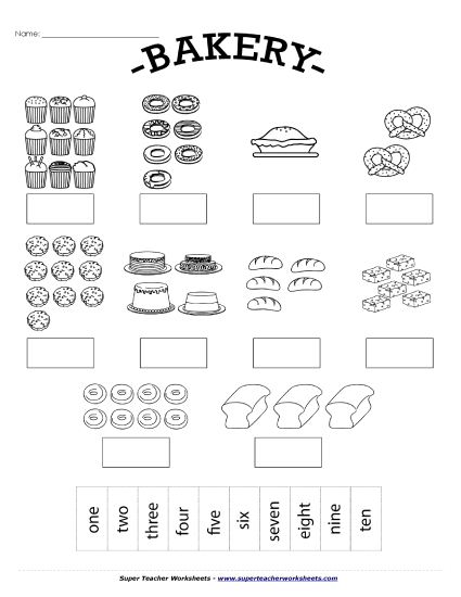 Counting Up to 10 - Bakery Counting: Cut-Glue (Up to 10) Counting Up to 10 - Bakery Counting: Cut-Glue (Up to 10)