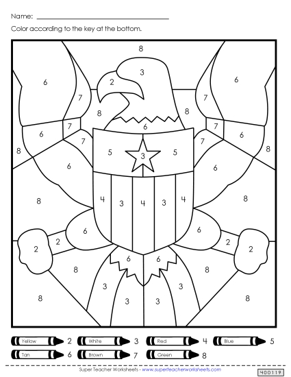 Math - Bald Eagle Color-by-Number