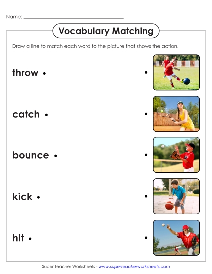 Worksheets - Ball Vocabulary: Matching (Printable PDF Worksheet)