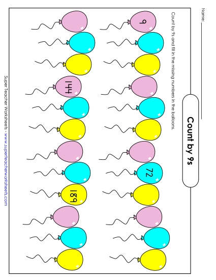Skip Count by 9s - Balloon Counting Skip Count by 9s - Balloon Counting