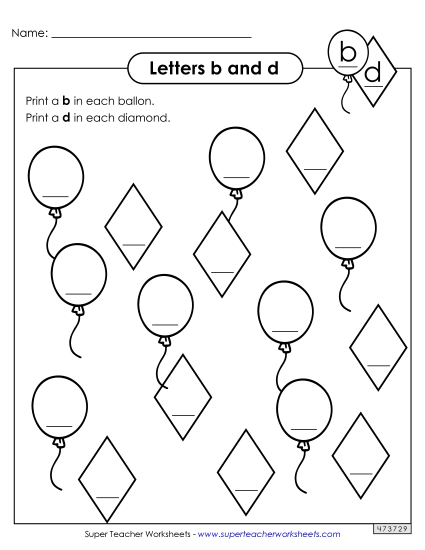 Letters b and d - Balloons and Diamonds