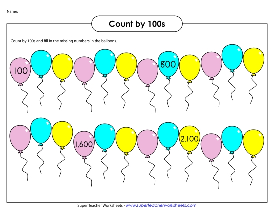 Balloons - Count by 100s Balloons - Count by 100s