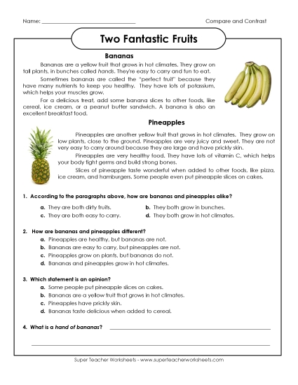Reading Passages - Bananas and Pineapples Reading Passages - Bananas and Pineapples