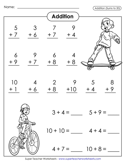 Math Fact Practice - Basic Addition Facts: Outdoor Sports Math Fact Practice - Basic Addition Facts: Outdoor Sports