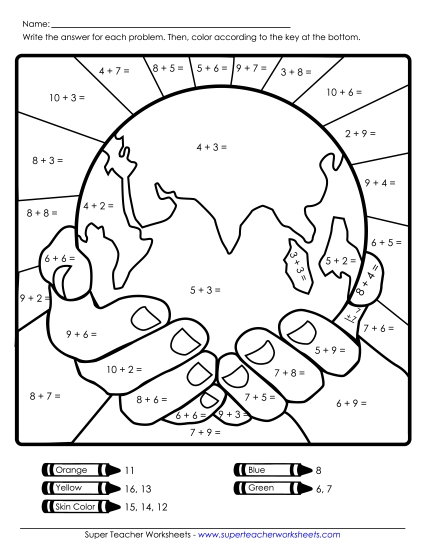 Earth Day Math - Basic Addition Mystery Picture