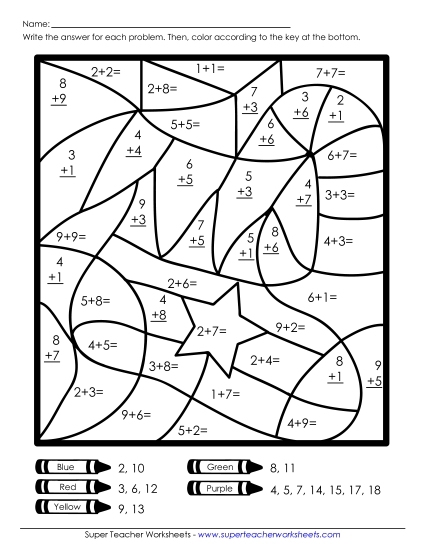 Christmas Addition - Basic Addition Mystery Picture (Stocking)