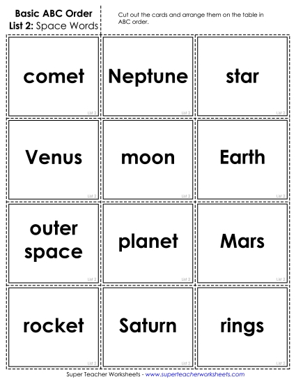 Basic ABC Order (First Letter Only) - Basic: Card Sort 2 Basic ABC Order (First Letter Only) - Basic: Card Sort 2
