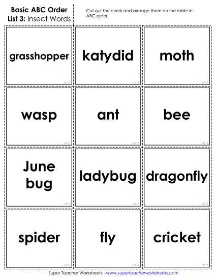 Basic ABC Order (First Letter Only) - Basic: Card Sort 3 Basic ABC Order (First Letter Only) - Basic: Card Sort 3