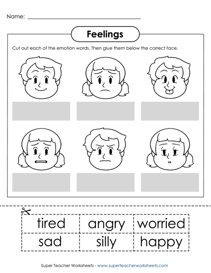 Grades K through 2 - Basic Feelings: Cut-and-Glue