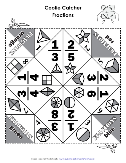 Fraction Cut & Glue - Basic Fraction Cootie Catcher Fraction Cut & Glue - Basic Fraction Cootie Catcher