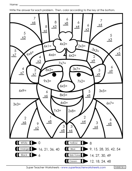 St. Pat's Multiplication - Basic Multiplication - Leprechaun
