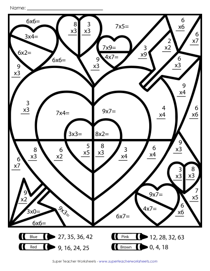 Valentine Multiplication - Basic Multiplication: Valentine Mystery Picture Valentine Multiplication - Basic Multiplication: Valentine Mystery Picture