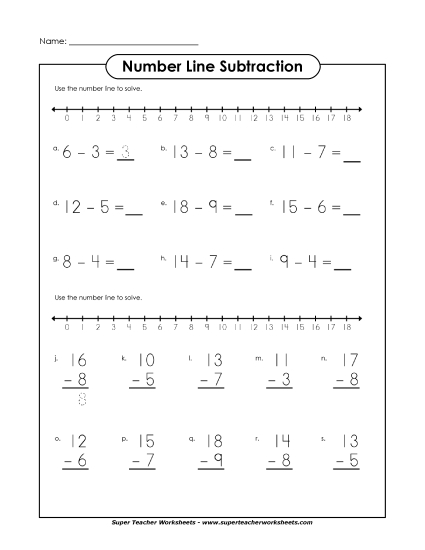 Number Line Subtraction - Basic Subtraction Number Line #4 Number Line Subtraction - Basic Subtraction Number Line #4