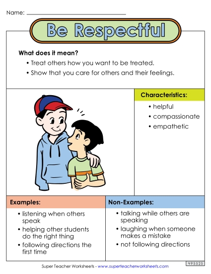 Good Character - Be Respectful Anchor Chart