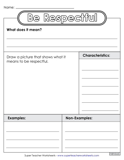 Good Character - Be Respectful Worksheet (Blank Anchor Chart)